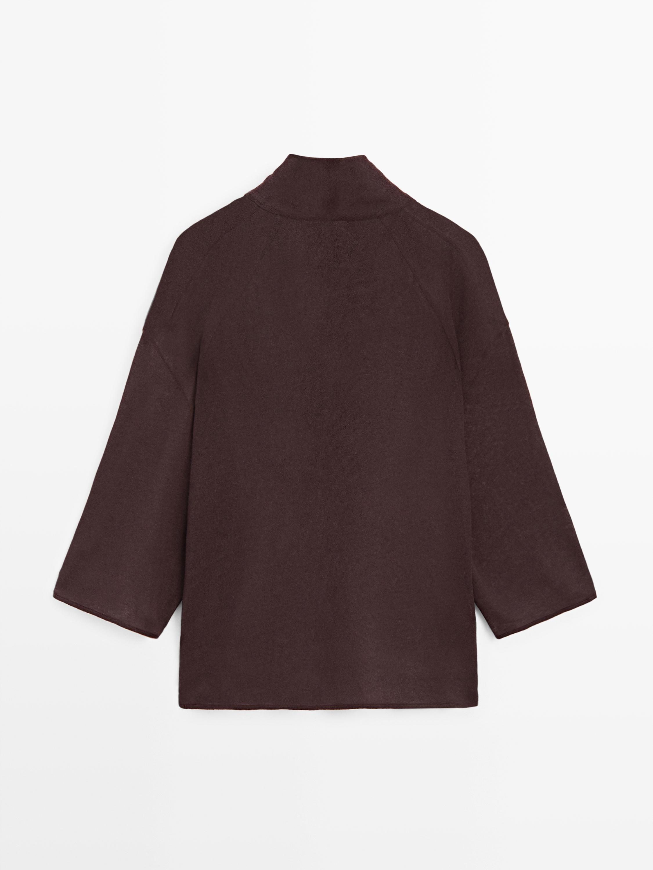 Linen blend shirt with cowl neckline